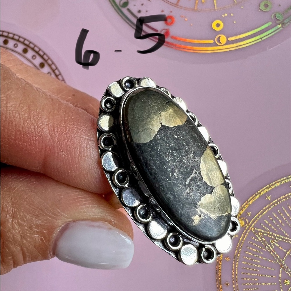 925 You Choose! Abundance Pyrite Ring 6, 6.5, 8.25, 8.5 - Picture 5 of 8